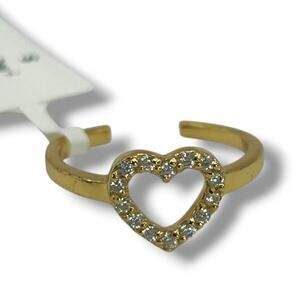 NEW Giani Bernini Pave Heart Toe Ring 18K Gold Plated Sterling Silver Cubic Zirc